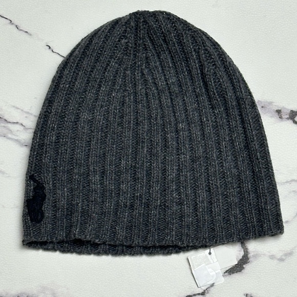 Polo Ralph Lauren Men’s Winter Beanie Hat Wool Blend Uncuffed Ribbed Gray NWT OS - Picture 8 of 16